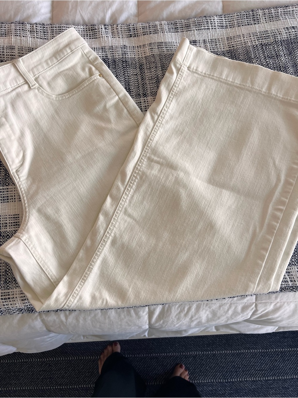 Talbots Cream Wide-Leg Jeans